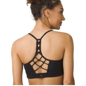 PrAna Bra Womens Medium Black Elixir Strappy Racerback Adjustable Straps Yoga
